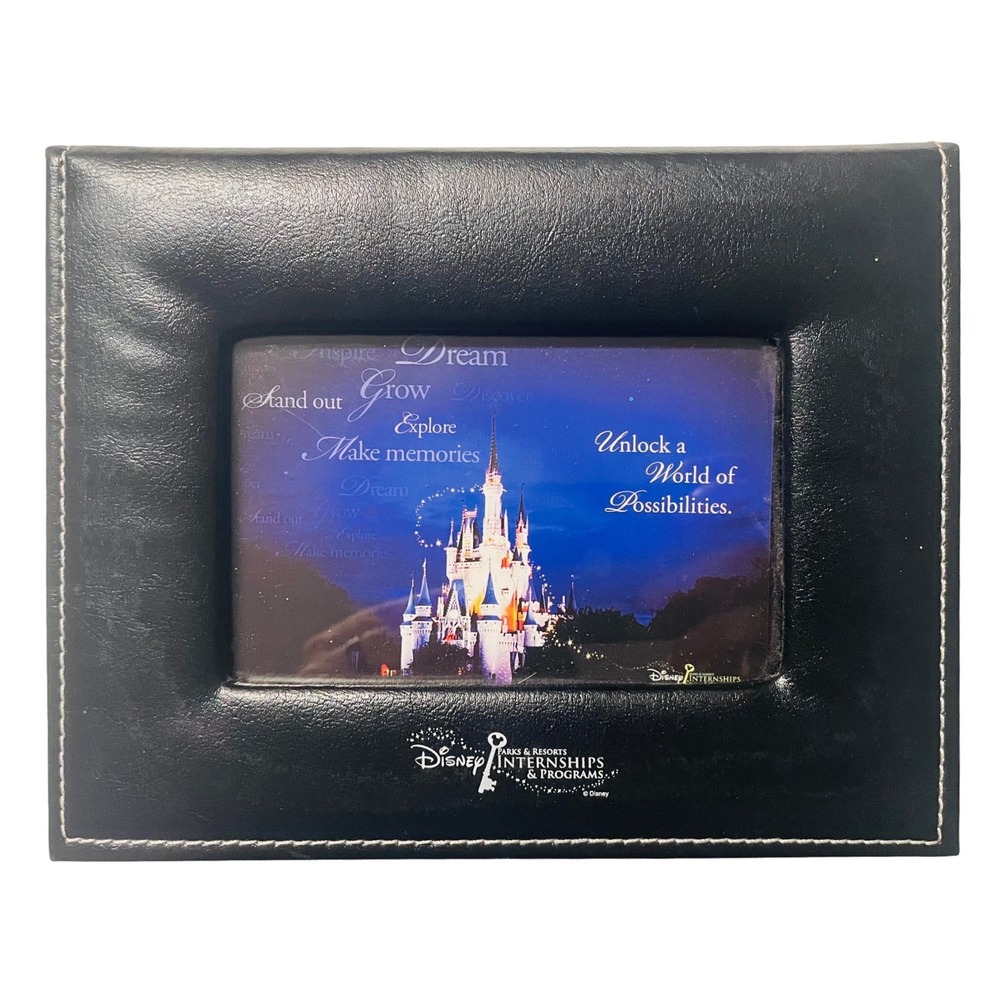 Disney Parks Internships & Programs Photo Frame Keepsake Box Black Faux Leather‎